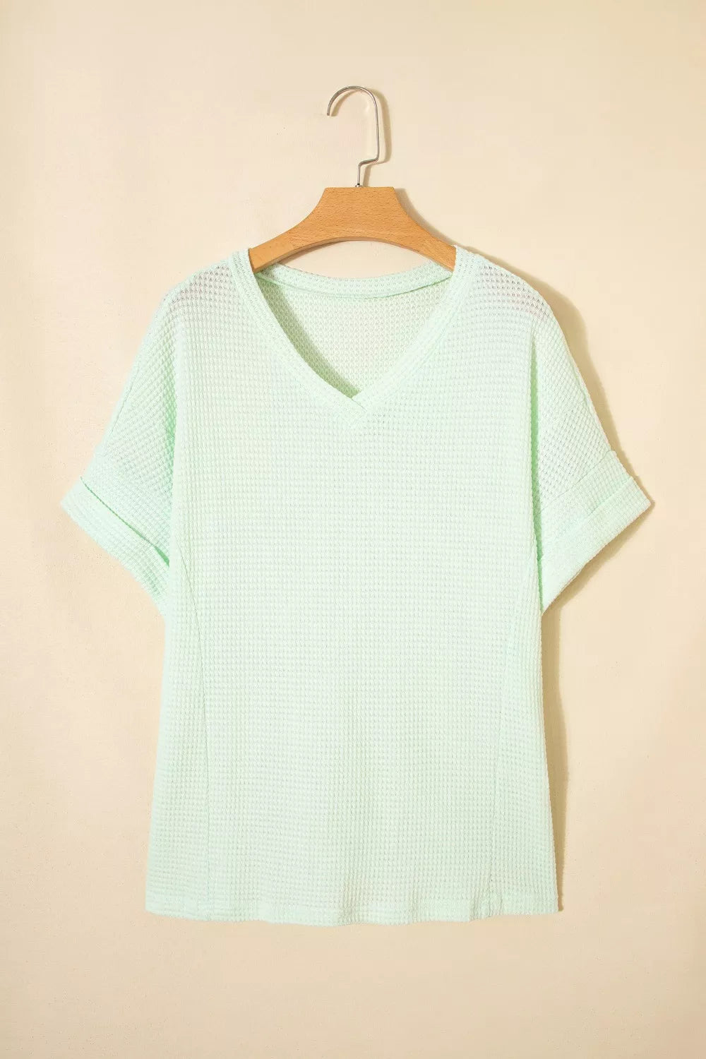 Everyday waffle knit top women plus size v neck style
