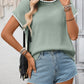 Minimal women ribbed knit top short sleeve contrast trim fashion