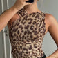Fashion leopard bodysuit for women ruched asymmetrical design