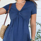 Trendy women blouse twist knot v neck short sleeve fashion style