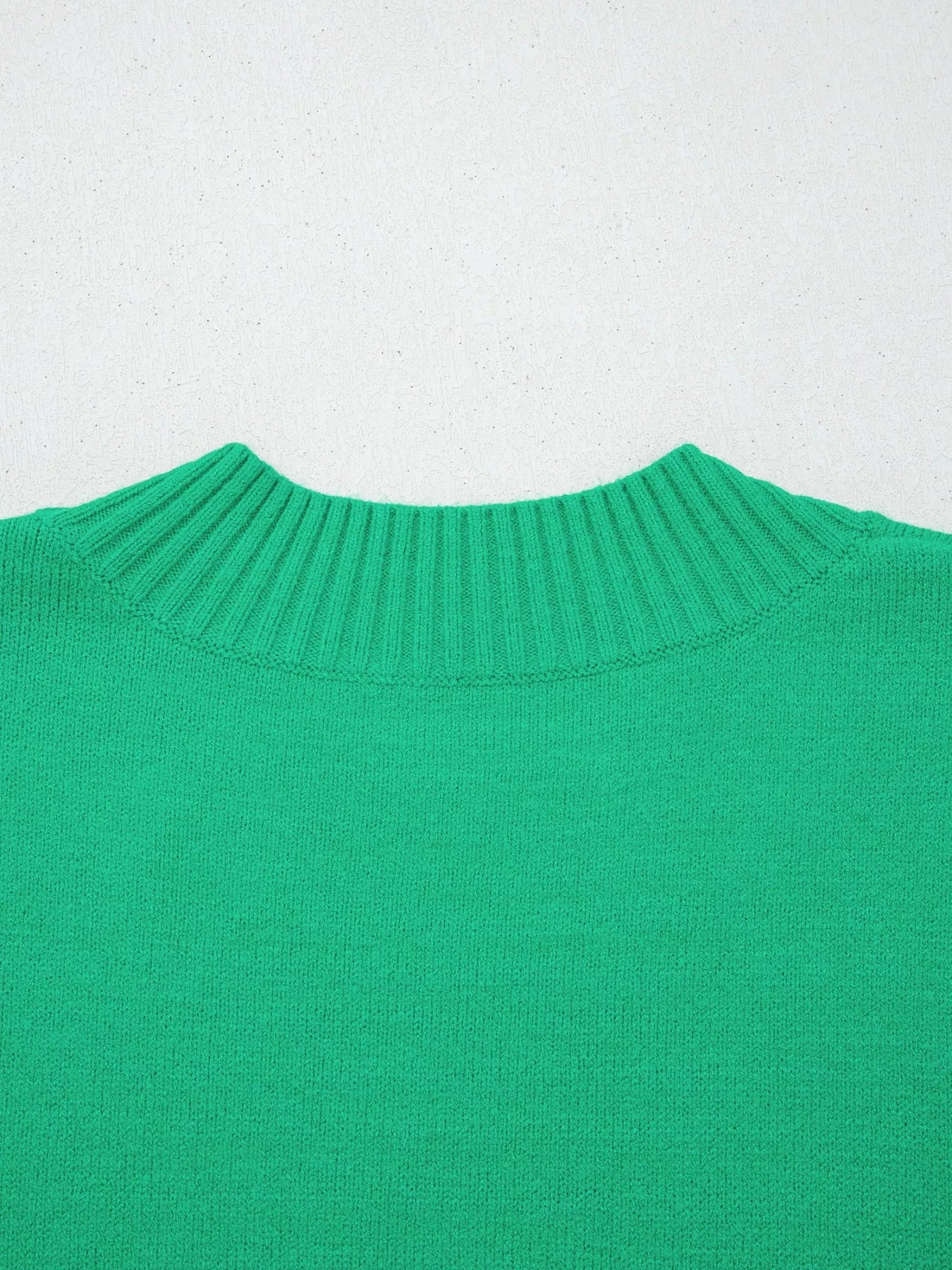 Lightweight women sweater ribbed trim ruffle sleeve solid color 