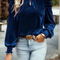 Comfortable women blouse velvet tie up mock neck long sleeve design