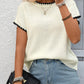 Everyday women sweater ribbed knit short sleeve contrast trim