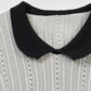 Trendy women t shirt peter pan collar eyelet frill style