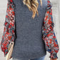 Fitted women blouse heathered floral lantern sleeve frill style