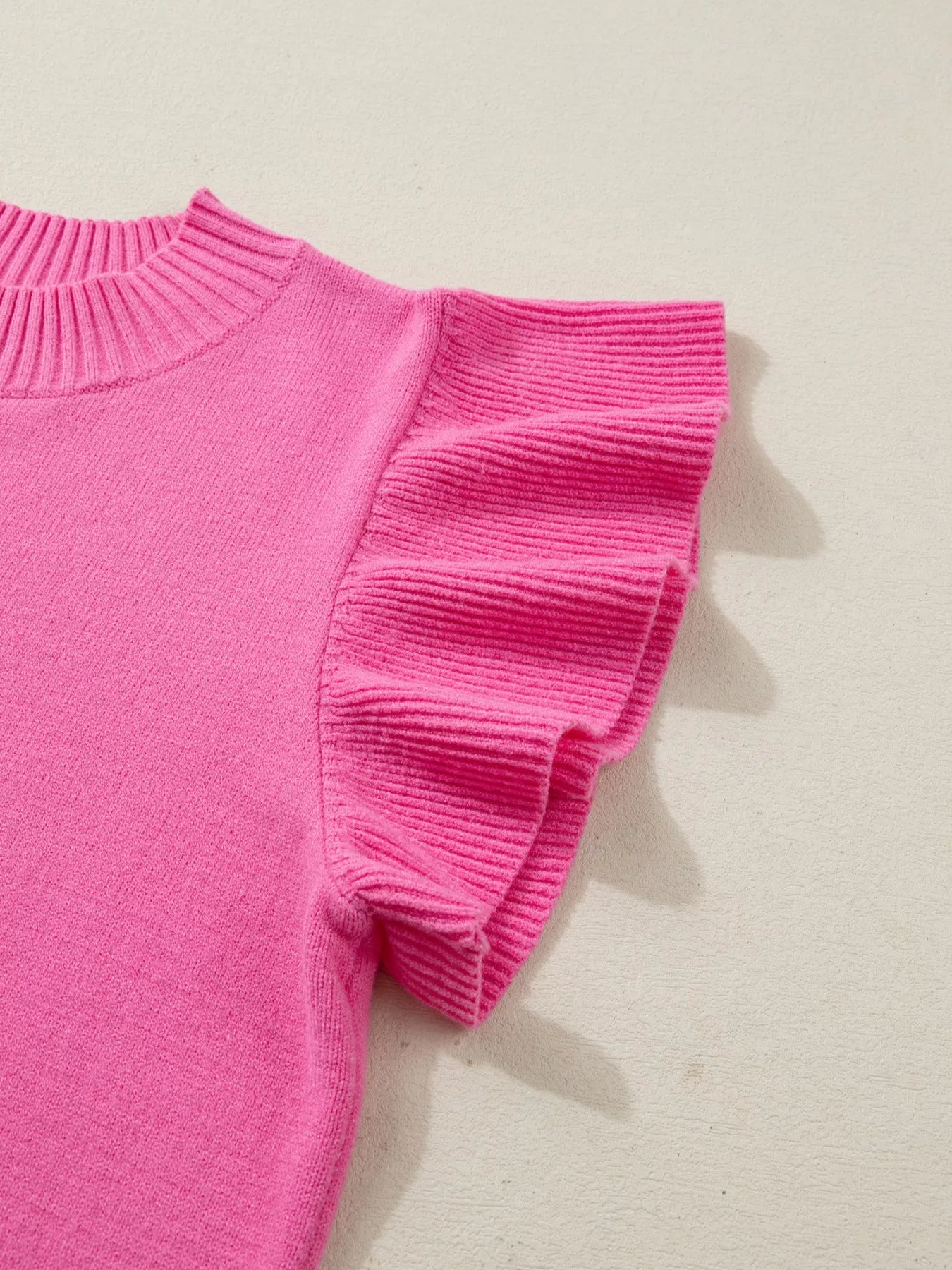 Modern women sweater soft knit round neck ruffle sleeve look 