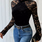 Elegant lace mock neck bodysuit for women sheer style