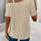 Stylish waffle knit t shirt women one shoulder chain detail top