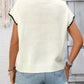 Cozy short sleeve sweater for women ribbed knit contrast trim