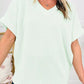 Chic waffle knit top women plus size v neck casual outfit