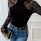 Sheer lace bodysuit women mock neck slim elegant fit