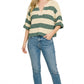 Stylish striped sweater for women split neck cropped knit top