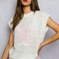 Women POL popcorn knit top round neck sleeveless sweater Elluxora