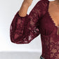 Women lace bodysuit long sleeve sheer stretch fit Elluxora