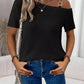 Women modern waffle knit t shirt one shoulder chain fit