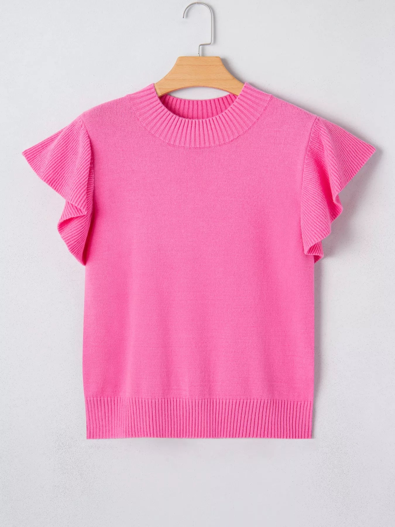 Trendy women sweater round neck ruffle sleeve soft knit style 