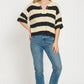 Trendy women knit top Zenana stripe sweater split neck lightweight