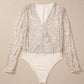 Elegant sequin bodysuit women long sleeve evening outfit Elluxora