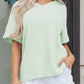 Women modern plus size waffle top v neck short sleeve fit