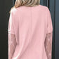 Women bow textured tee patchwork design long sleeve top