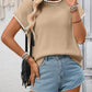 Contrast trim short sleeve sweater for women ribbed knit top Elluxora