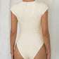 Fashion surplice bodysuit for women cap sleeve wrap outfit Elluxora