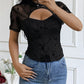 Front cutout t shirt women short sleeve stretch casual style