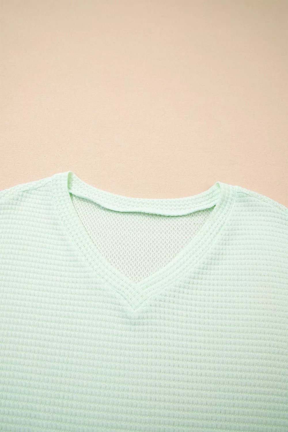 Relaxed fit waffle knit top women plus size v neck design