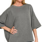 Stylish scuba knit top women round neck side slit detail