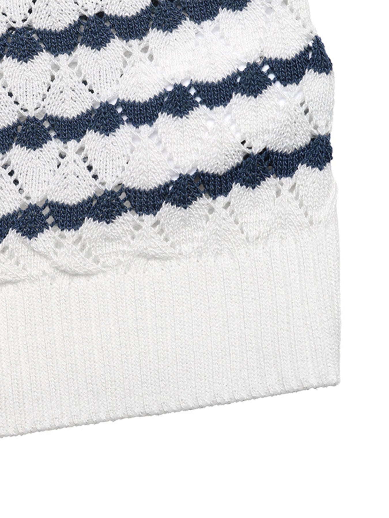 Chic women knit top striped pattern button detail short sleeve 