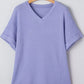 Casual women plus size waffle top v neck short sleeve outfit