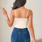 Trendy women bodysuit spaghetti strap ruched casual outfit