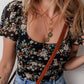 Stylish printed bodysuit for women casual outfit Elluxora