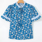 Trendy women blouse floral print ruffle sleeve cotton style 