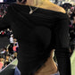 Women trendy fit top ribbed knit one shoulder asymmetrical Elluxora