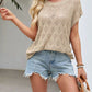 Modern women knit top openwork short sleeve lightweight style 