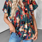 Stylish abstract print blouse for women ruffle sleeve design