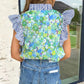 Women floral painting blouse patchwork flutter sleeve Elluxora