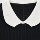 Women modern eyelet frill t shirt peter pan collar short sleeve fit