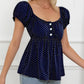 Women polka dot blouse short sleeve casual chic top Elluxora 