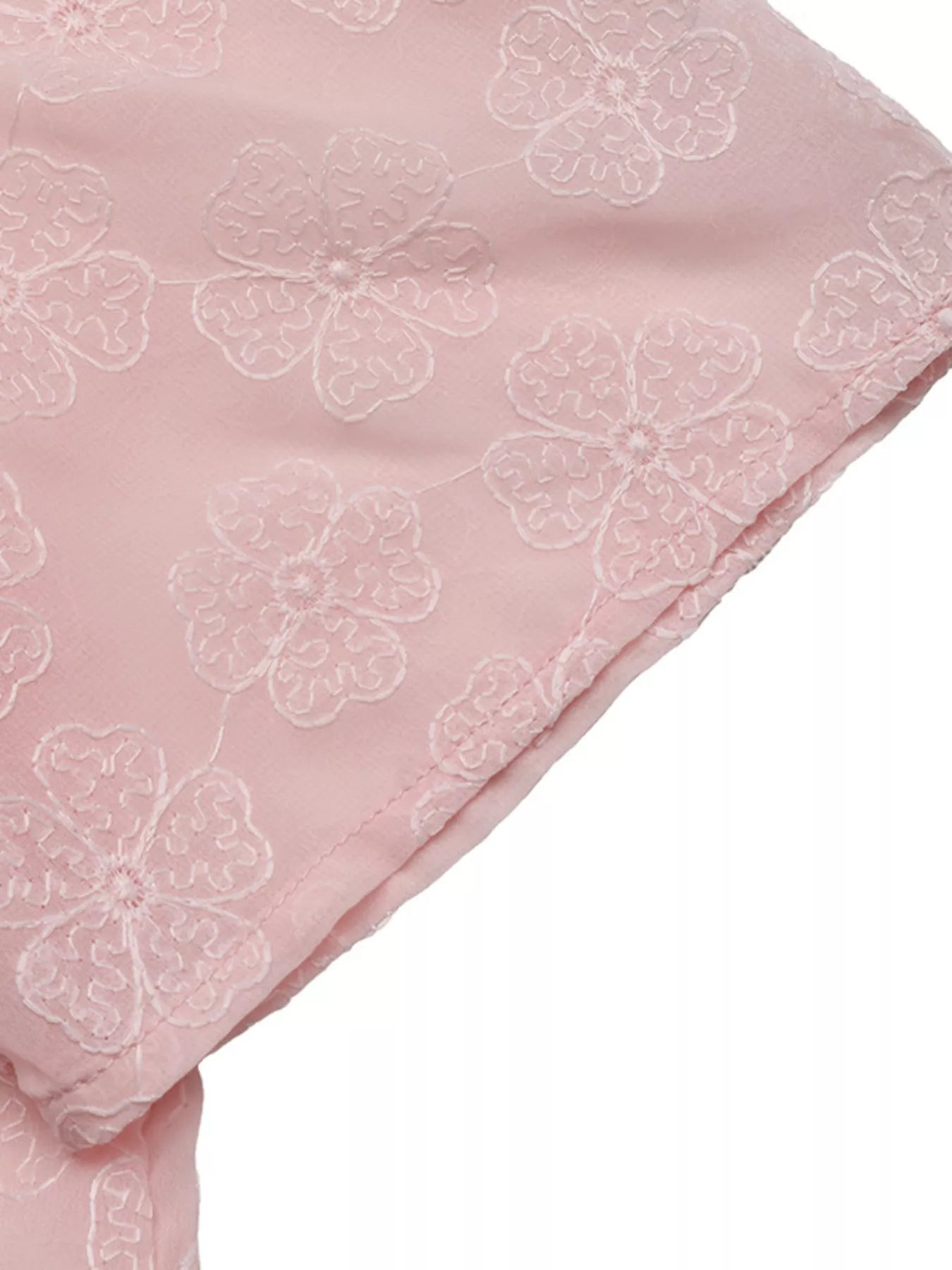 Women comfortable floral embroidered blouse pearl trim
