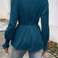 Trendy women blouse lantern sleeve knot front fashion Elluxora 