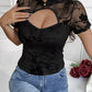 Women cutout front tee short sleeve stretchy casual top
