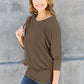 Women Basic Bae batwing sleeve top full size round neck Elluxora