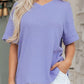 Women plus size waffle knit top v neck short sleeve design