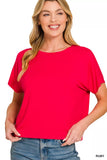 Zenana cropped round neck t shirt for women short sleeve top Elluxora