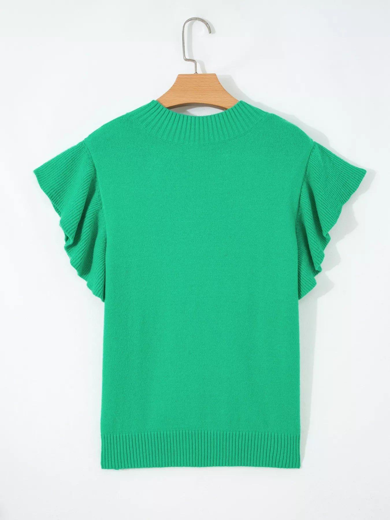 Stylish women sweater solid color ribbed trim ruffle modern look 