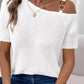 Soft fabric waffle knit t shirt women asymmetrical chain detail