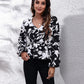 Minimal women blouse floral print balloon sleeve peplum fashion