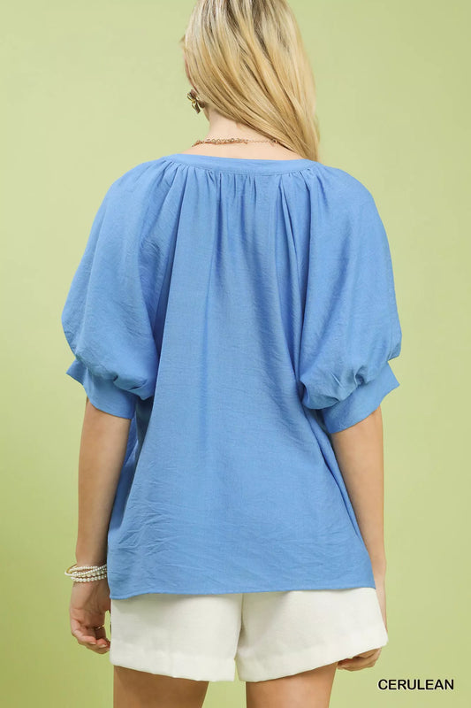 Stylish embroidered blouse for women puff sleeve floral design 